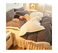 Tfbhl couet de Couette Ensemble de Couvre-Housse d'hiver Coquette de Couette à Lait épaissie de la Courtepointe de Lait pièce en Velours corallien Jupe de lit de lit 4pcs de lit 4pcs (Couleur: E,