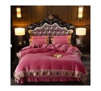 Tfbhl Couette de Couette Ensemble européen-lit 4 pièces Ensemble Hiver épaissis de vilette à Cristal Chaud Corail Plus Couverture de Courtepointe en Velours Clair