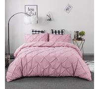 Tfbhl Couleur de Couleur Unie en Coton Couvercle, Housse de Couette de Luxe en Microfibre, Couverture de Couette hypoallergénique tuffée lit Double lit Double 3 pcs-lindage-Rose 173x218cm (68x86inch)