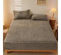 Tfbhl drapée de Poche Profonde supplémentaire 2 taies d'oreiller, Matelas de lit de Velours corallien Couvercle de Protection Pure Couleurs de lit de lit de lit en Toison de lit (Couleur: gris2,