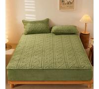 Tfbhl drapée de Poche Profonde supplémentaire 2 taies d'oreiller, Matelas de lit de Velours corallien Couvercle de Protection Pure Couleurs de lit de lit en Toison en Mollet de lit de lit