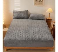 Tfbhl drapée de Poche Profonde supplémentaire 2 taies d'oreiller, Matelas de lit de Velours corallien Couverture de Protection de Couleur Pure Couleurs de lit de lit en Toison de lit de lit