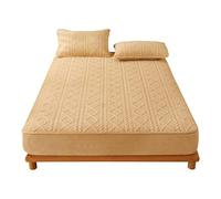 Tfbhl drapée de Poche Profonde supplémentaire 2 taies d'oreiller, Matelas de lit de Velours corallien Couvercle de Protection Pure Couleurs de lit de lit de lit en Toison (Couleur: Beige, Taille: