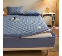 TFBHL Housse de Matelas avec Fermeture éclair matelassée pour lit Simple/Double/King Size, Housse de surmatelas à 360°, Drap-Housse entièrement Lavable et Amovible (140 x 190 + 25 cm, Bleu)