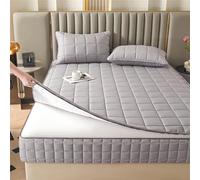 TFBHL Housse de Matelas Double zippée, protège-Matelas matelassé, Housse entièrement enveloppante, Drap-Housse Lavable Anti-poussière (135 x 190 + 10 cm, Gris B