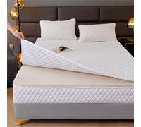 TFBHL Housse de Matelas Double zippée, protège-Matelas matelassé, Housse entièrement Totale, Drap-Housse Lavable Anti-poussière (150x190 + 15cm, Blanc