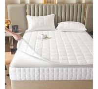 TFBHL Housse de Matelas Double zippée, protège-Matelas matelassé, Housse entièrement Totale, Drap-Housse Lavable Anti-poussière (180x200 + 25cm, Blanc