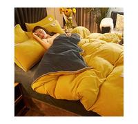 Tfbhl lit Feuille de lit d'hiver Couvre de Couette veinet latérale de la Couette en Toison de Toison de la Couette Courte Couette Net incluant Les doublures de lit de taie d'oreiller (Couleur: