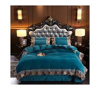 Tfbhl Lits draps Ensemble européen-lit 4 pièces Set Hiver épaissis épaissis de crustal Chaud Corail Plus en Velours Couvre-Couverture légère de literie Haut de Gamme Luxe