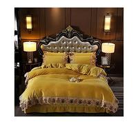 Tfbhl Lits draps Ensemble européen-lit 4 pièces Set Hiver épaissis épaissis de crustal Chaud Corail Plus en Velours Couvre-Couverture légère de literie Haut de Gamme Luxe