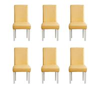 TFBHL Lot de 2/4 ou 6 Housses de Chaise de Salle à Manger en Cuir Artificiel Extensible, Housses de Chaise en Similicuir imperméables, résistantes à l'huile, Amovibles et lavables (Jaune, Lot de 6
