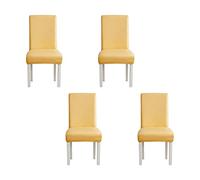 TFBHL Lot de 2/4 ou 6 Housses de Chaise de Salle à Manger en Cuir Artificiel Extensible, Housses de Chaise en Similicuir imperméables et résistantes à l'huile, Amovibles et lavables (Jaune, Lot de