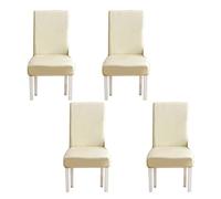 TFBHL Lot de 2/4 ou 6 Housses de Chaise de Salle à Manger en Cuir Artificiel Extensible, Housses de Chaise en Similicuir imperméables et résistantes à l'huile, Amovibles et lavables (Blanc cassé,