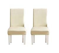 TFBHL Lot de 2/4 ou 6 Housses de Chaise de Salle à Manger en Cuir Artificiel Extensible, Housses de Chaise en Similicuir imperméables, résistantes à l'huile, Amovibles et lavables (Blanc cassé, lo