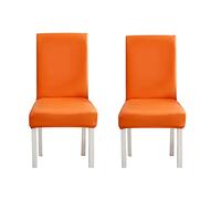 TFBHL Lot de 2/4 ou 6 Housses de Chaise de Salle à Manger en Cuir Artificiel Extensible, Housses de Chaise en Similicuir imperméables et résistantes à l'huile, Amovibles et lavables (Orange, lot d