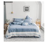 TFBHL Parure de lit 4/6 pièces confortable en coton respirant avec double fermeture éclair et nœud en ruban Blanc/gris