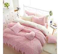 Tfbhl Parure de lit chaude de couleur fixe 4 pièces 6 pièces housse de couette douce ensemble taie d'oreiller jupe de lit 4 pièces (3 grandes tailles B 6 pièces)