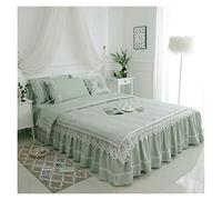 TFBHL Parure de lit de luxe en dentelle à volants avec housse de couette unie en coton doux 4/7 pièces King size Queen Size Parure de lit taies d'oreiller