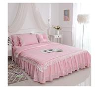TFBHL Parure de lit de luxe en dentelle à volants avec housse de couette unie en coton doux 4/7 pièces King size Queen Size Parure de lit taies d'oreiller