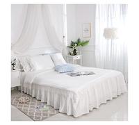 TFBHL Parure de lit de luxe en dentelle à volants avec housse de couette unie en coton doux 4/7 pièces King size Queen Size Parure de lit taies d'oreiller