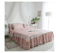 TFBHL Parure de lit de luxe en dentelle à volants avec housse de couette unie en coton doux 4/7 pièces King size Queen Size Parure de lit taies d'oreiller