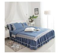 TFBHL Parure de lit de luxe en dentelle à volants avec housse de couette unie en coton doux 4/7 pièces King size Queen Size Parure de lit taies d'oreiller