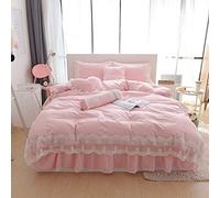 Tfbhl Parure de lit en dentelle 100 % coton pour filles, parure de lit avec housse de couette, jupe de lit 4 6 8 pièces (taille Queen naturelle a 8 pièces)