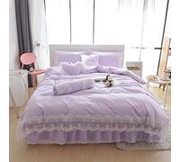 Tfbhl Parure de lit en dentelle 100 % coton pour filles, parure de lit, housse de couette, jupe de lit 4, 6, 8 pièces (4 king size 6 pièces)