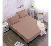 TFBHL Poches Profondes faciles à Installer, Housse de Matelas en Coton brossé Doux, Housse de Protection de Matelas pour Chambre à Coucher, hôtel, Drap inférieur, Marron, 180 x 200 cm + 25 cm