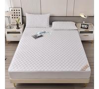 TFBHL Protège-Matelas matelassé Simple/Double/King Size imperméable avec Fermeture éclair, Housse de surmatelas Lavable à 360 °, Drap-Housse Tout Compris, blanc-160 x 190 + 25 cm