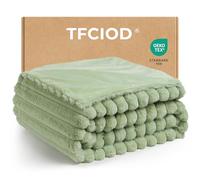 TFCIOD Couverture Plaid Polaire Flanelle, Double Couche Couverture en Peluche De Lapin pour lit et canapé, Douce et Épaisse pour Toutes Les Saisons (Vert, 130x160cm)