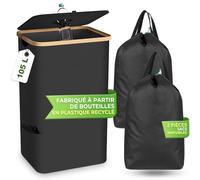 TFCIOD Poubelle cuisine avec Couvercle, Poubelle avec 2 Sacs de Transport, Stockage des Bouteilles Consignées, Déchets et Recyclage, Capacité de 105 L avec Poches Latérales