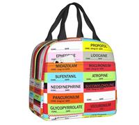 TFDGDGH Étiquettes de médicaments d’anesthésie personnalisées Sacs à Lunch isothermes pour Femmes Médecin Infirmière Médecine Refroidisseur Thermique réutilisable Boîte à Lunch