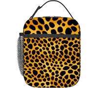 TFDGDGH Gros Plan détaillé Un imprimé léopard Sac Iunch isolé pour Hommes Femme Grande boîte à Lunch Thermique réutilisable étanche Portable avec Po