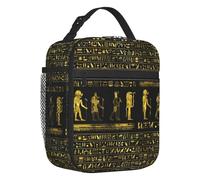 TFDGDGH Personnalisé Dieux égyptiens dorés hiéroglyphes Sac à Lunch Femmes glacière boîte à Lunch isolée Thermique pour Bureau Adulte