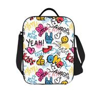 TFDGDGH Personnalisé Vintage Street Wall Graffiti Art Motif Sac à Lunch isolé pour Le Travail École Glacière Thermique Bento boîte Femmes Enfants