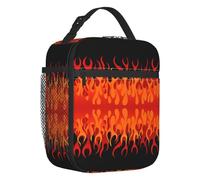 TFDGDGH Sac à Lunch isolé Hot Fire Red Flames personnalisé pour l’école Bureau Esthétique Pop Art Étanche Glacière Thermique Boîte à Bento Enfants