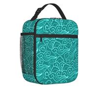 TFDGDGH Sacs à Lunch isothermes Nuages Japonais pour Bureau d’école Turquoise et Aqua Cloud Boîte à Lunch Thermique Portable pour Femmes