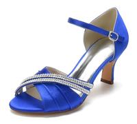 TFDRSEXVD Sandales à Bout Ouvert et Bride Cheville mi-Haute en Strass pour Femme, idéales pour Une soirée, Une Robe de mariée ou Une soirée.,Royal Blue,39