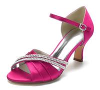 TFDRSEXVD Sandales à Bout Ouvert et Bride Cheville mi-Haute en Strass pour Femme, idéales pour Une soirée, Une Robe de mariée ou Une soirée.,Rose,38