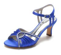 TFDRSEXVD Sandales à Talons Aiguilles et Bout Ouvert pour Femme avec Cristaux, idéales pour Une soirée ou Un Mariage,Royal Blue,39