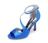 TFDRSEXVD Sandales à Talons Aiguilles et Bout Ouvert pour Femme, Chaussures de soirée en Satin, idéales pour Une Robe de mariée ou Une soirée,Royal Blue,36