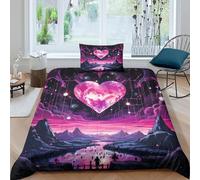 TFEDACVSS 3 PièceLa natureLiterie avec 3D ImpriméArt Romantique Coucher de soleilEnsemble De Literie Avecavec Fermeture ÉclairMicrofibre Respirantavec 2 Taies D'oreillerpour Adultes Single（135x200cm）