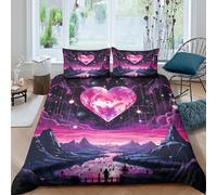 TFEDACVSS 3 PièceLa natureLiterie avec 3D ImpriméArt Romantique Coucher de soleilEnsemble De Literie Avecavec Fermeture ÉclairMicrofibre Respirantavec 2 Taies D'oreillerpour Adultes King(220x240cm)