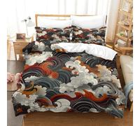 TFEDACVSS 3 PièceLa natureParure De Lit3D ImpriméArt de Vague océaniqueEnsemble De Literie AvecFermeture Éclair Microfibre RespirantTaie D'oreillerFillesSuper King(260x220cm)