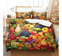 TFEDACVSS 3 PièceNourritureParure De Lit3D ImpriméFruit La Nature Morte ArtLiterie en avec Fermeture ÉclairMicrofibre Respirant2 Taies D'oreillerPour Adultes Et AdolescentsSuper King(260x220cm)
