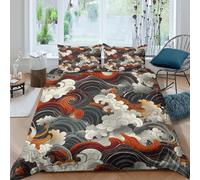 TFEDACVSS 3 Pièces La natureParure De Lit3D ImpriméArt de Vague océaniqueCouetteFermeture Éclair Ultra Douce ConfortableTaie Oreiller Garcon King(220x240cm)