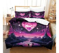 TFEDACVSS 3 Pièces La natureParure De Lit3D ImpriméArt Romantique Coucher de soleilCouetteFermeture Éclair Ultra Douce ConfortableTaie Oreiller Ado Super King(260x220cm)