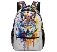 TFEDACVSS Art du loup hurlantcartable Cartable GarçonAnimaux Ecole Sac À Dos Grande Capacité Adolescents Pour École Excursion Camping VoyageOne Size