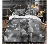 TFEDACVSS Bébé chimpanzé Qui Regarde Parure de Lit Imprimé en 3D Super Douce Confortable Portrait d'animal Sauvage Housse de Couette Microfibre Fermeture Éclair Respirante for Fille Double（200x200cm）